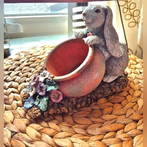 Crumpets Corner 1998 Bunny Rabbit Match Candle Holder